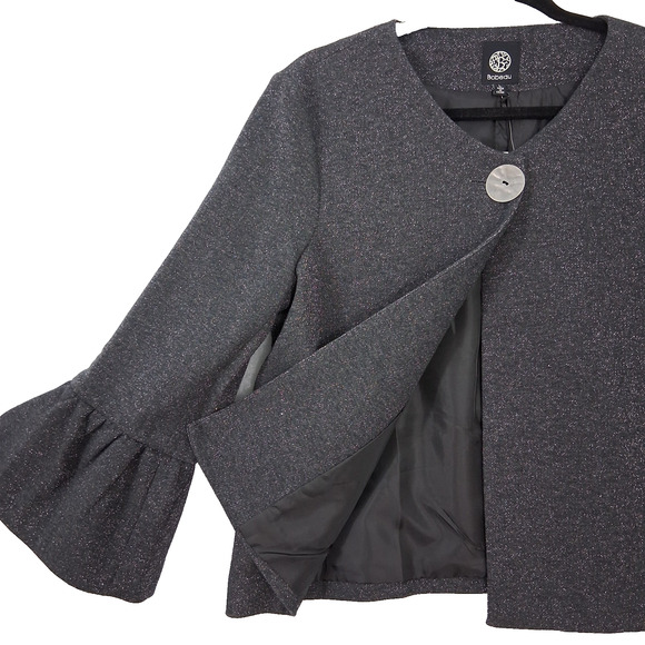 NWT Bobeau Sparkly Bell Sleeve Jacket Charcoal Contemporary Chic Size L - Picture 3 of 10
